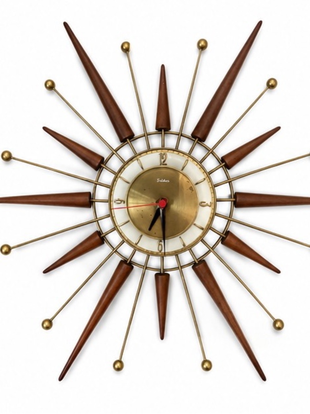 Rare mid century modern starburst clock .Working running on battery’s!